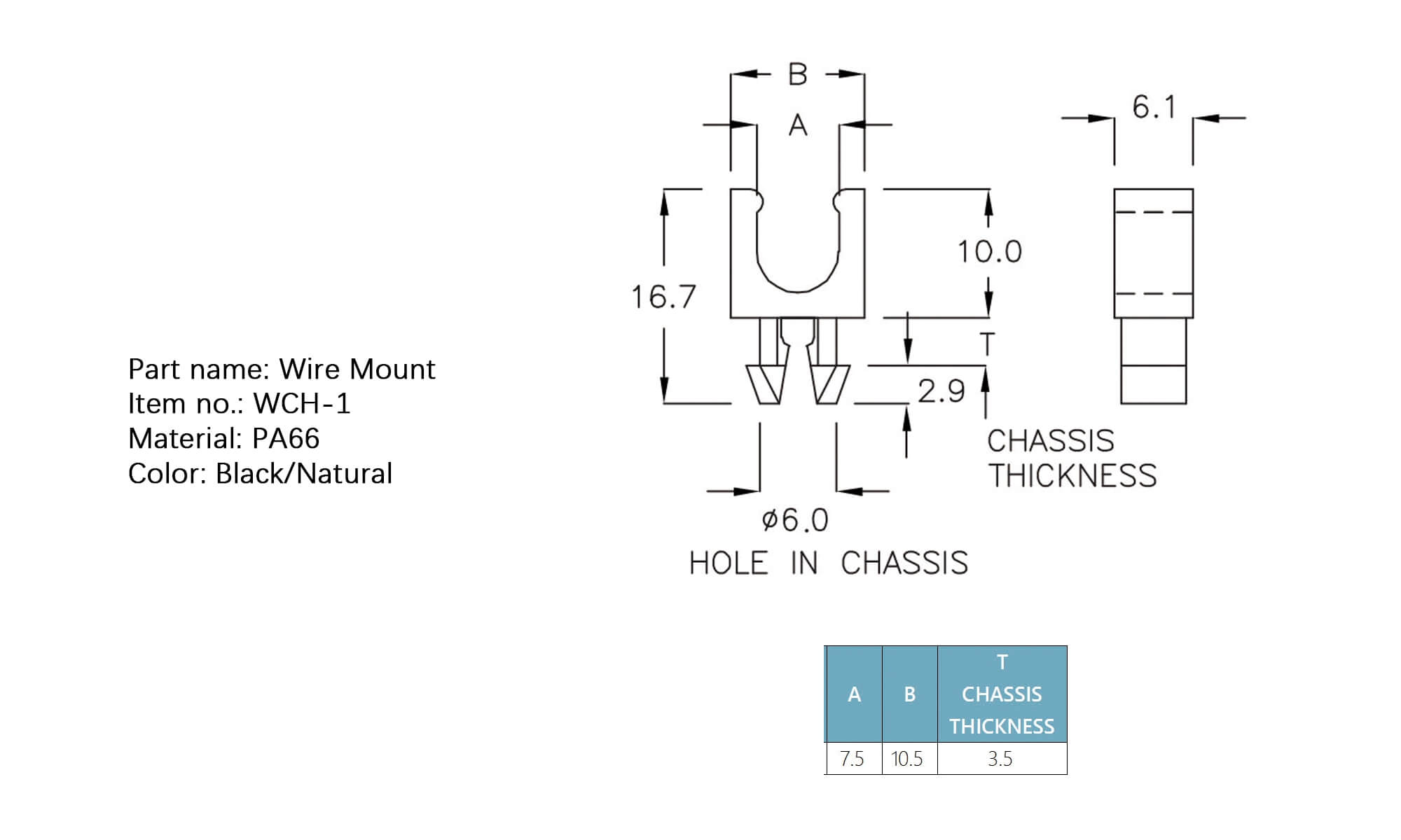 Plastic Wire Mount WCH-1